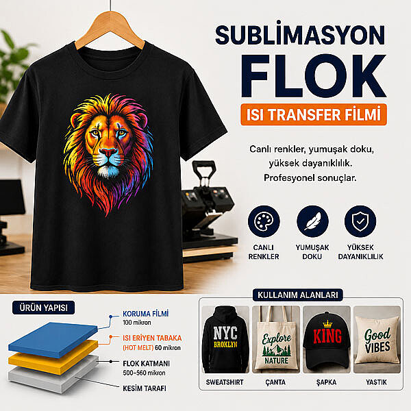 Sublimasyon Flok / Beyaz/ 44 cm x 1 metre - 2