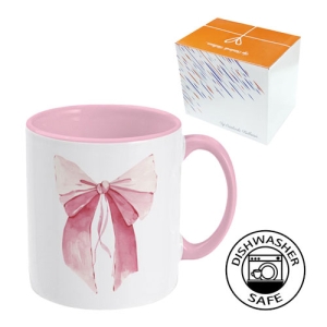 Sublimasyon Porselen Sapı ve İçi Pembe Kupa - Kutulu - 3