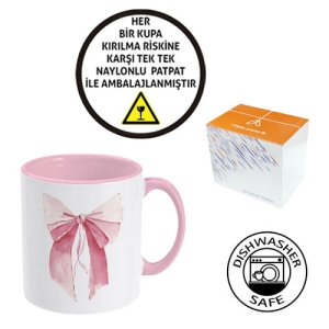 - Sublimasyon Porselen Sapı ve İçi Pembe Kupa - Kutulu (1)  - Sublimasyon Porselen Sapı ve İçi Pembe Kupa - Kutulu (1)