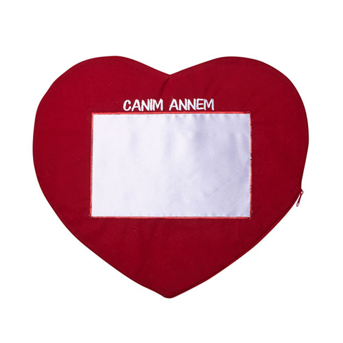 - Sublimasyon Kırmızı Kalp Yastık - Canım Annem  - Sublimasyon Kırmızı Kalp Yastık - Canım Annem