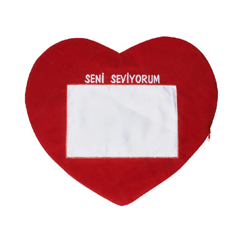 - Sublimasyon Kırmızı Kalp Yastık Yatay - Seni Seviyorum  - Sublimasyon Kırmızı Kalp Yastık Yatay - Seni Seviyorum