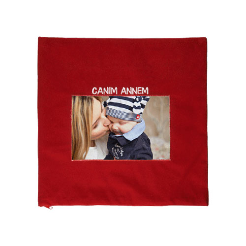 - Sublimasyon Kırmızı Kare Yastık - Canım Annem (1)  - Sublimasyon Kırmızı Kare Yastık - Canım Annem (1)