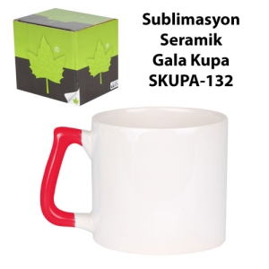 Sublimasyon Kırmızı Kulplu Seramik Gala Kupa - Kutulu - 3