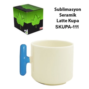 - Sublimasyon Mavi Kulplu Seramik Latte Kupa - Kutulu (1)  - Sublimasyon Mavi Kulplu Seramik Latte Kupa - Kutulu (1)