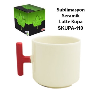 - Sublimasyon Kırmızı Kulplu Seramik Latte Kupa - Kutulu (1)  - Sublimasyon Kırmızı Kulplu Seramik Latte Kupa - Kutulu (1)