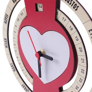 Sublimasyon Maya Takvimli Saat 25 cm - Kırmızı - 5