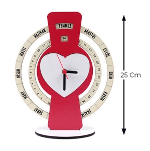 - Sublimasyon Maya Takvimli Saat 25 cm - Kırmızı  - Sublimasyon Maya Takvimli Saat 25 cm - Kırmızı