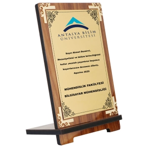 - Sublimasyon Metal Baskılı Ahşap Plaket 12X19 cm - Altın Metalli  - Sublimasyon Metal Baskılı Ahşap Plaket 12X19 cm - Altın Metalli