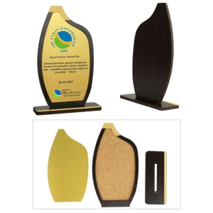 - Sublimasyon Metal Baskılı Ahşap Plaket - Altın Metalli (1)  - Sublimasyon Metal Baskılı Ahşap Plaket - Altın Metalli (1)