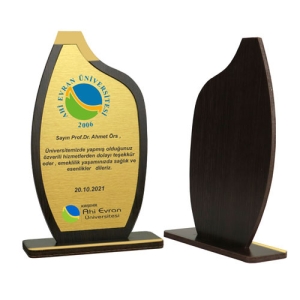 Sublimasyon Metal Baskılı  Ahşap Plaket - Altın Metalli - 3