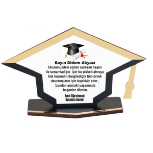 - Sublimasyon Metal Baskılı Kep Mezuniyet Plaketi - Beyaz Metalli   - Sublimasyon Metal Baskılı Kep Mezuniyet Plaketi - Beyaz Metalli