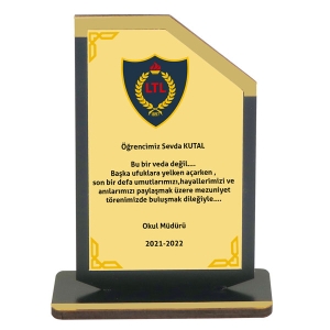- Sublimasyon Metal Baskılı Siyah Ahşap Plaket - Altın Metalli  - Sublimasyon Metal Baskılı Siyah Ahşap Plaket - Altın Metalli