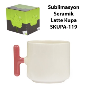 - Sublimasyon Pembe Kulplu Seramik Latte Kupa - Kutulu (1)  - Sublimasyon Pembe Kulplu Seramik Latte Kupa - Kutulu (1)