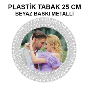  - Sublimasyon PLASTİK Tabak 25 cm - Gümüş (1)
