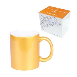 Sublimasyon Porselen Altın Sedefli Kupa - Kutulu - 3