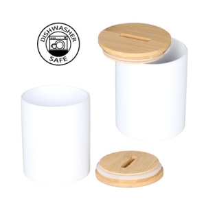 - Sublimasyon Porselen Bambu Kapaklı Kumbara - Kutulu (1)  - Sublimasyon Porselen Bambu Kapaklı Kumbara - Kutulu (1)