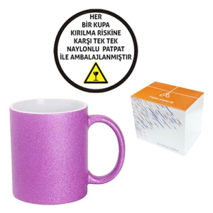 - Sublimasyon Porselen Glitter (Simli) Mor Kupa - Kutulu (1)  - Sublimasyon Porselen Glitter (Simli) Mor Kupa - Kutulu (1)