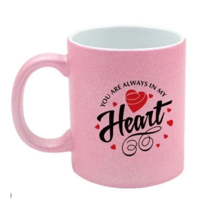 Sublimasyon Porselen Glitter (Simli) Pembe Kupa - Kutulu - 3