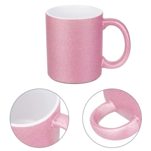 Sublimasyon Porselen Glitter (Simli) Pembe Kupa - Kutulu - 5