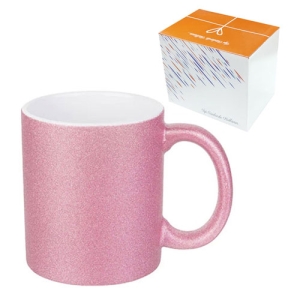 - Sublimasyon Porselen Glitter (Simli) Pembe Kupa - Kutulu  - Sublimasyon Porselen Glitter (Simli) Pembe Kupa - Kutulu