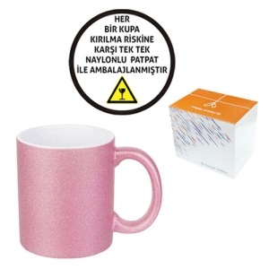 - Sublimasyon Porselen Glitter (Simli) Pembe Kupa - Kutulu (1)  - Sublimasyon Porselen Glitter (Simli) Pembe Kupa - Kutulu (1)