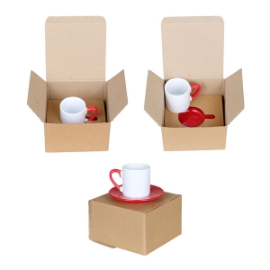 Sublimasyon Porselen Kırmızı Kahve Fincanı - Kraft Kutulu - 3