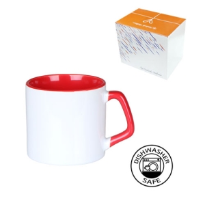 Sublimasyon Porselen Sapı ve İçi Kırmızı Mocha Kupa - Kutulu - 3