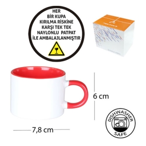 - Sublimasyon Porselen Sapı ve İçi Kırmızı Sweet Fincan - Kutulu (1)  - Sublimasyon Porselen Sapı ve İçi Kırmızı Sweet Fincan - Kutulu (1)