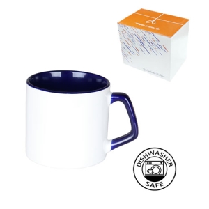 Sublimasyon Porselen Sapı ve İçi Lacivert Mocha Kupa - Kutulu - 3