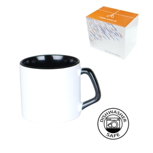 Sublimasyon Porselen Sapı ve İçi Siyah Mocha Kupa - Kutulu - 3