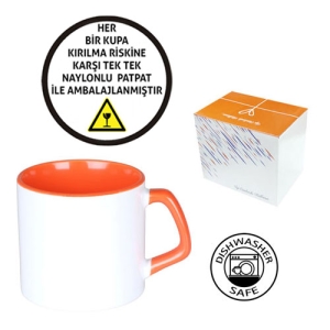 - Sublimasyon Porselen Sapı ve İçi Turuncu Mocha Kupa - Kutulu (1)  - Sublimasyon Porselen Sapı ve İçi Turuncu Mocha Kupa - Kutulu (1)
