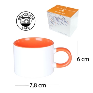 Sublimasyon Porselen Sapı ve İçi Turuncu Sweet Fincan - Kutulu - 3