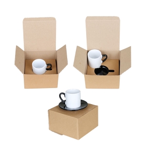 Sublimasyon Porselen Siyah Kahve Fincanı - Kraft Kutulu - 3