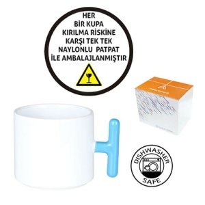 Sublimasyon Porselen T  Mavi Kulplu Kupa - Kutulu - 3