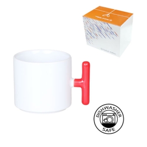 Sublimasyon Porselen T Kırmızı Kulplu Kupa - Kutulu - 3