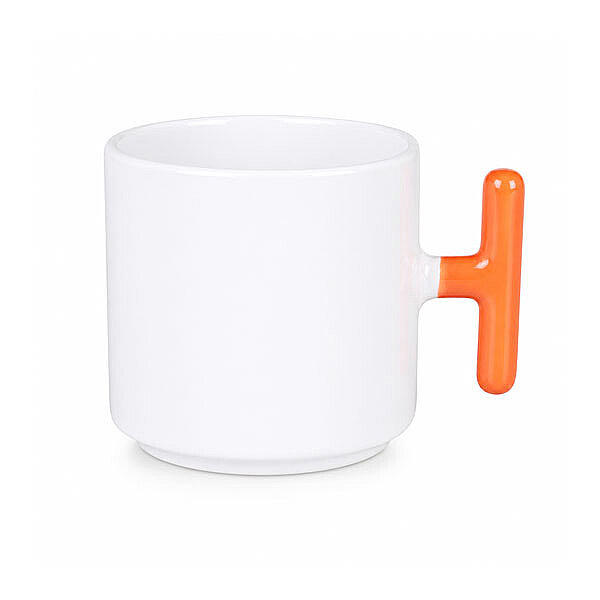 Sublimasyon Porselen T Turuncu Kulplu Kupa - Kutulu - 1