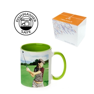 Sublimasyon Porselen Sapı ve İçi Açık Yeşil Kupa - Kutulu - 3