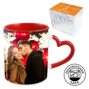 Sublimasyon Sapı ve İçi Kırmızı Kalpli Kupa - Kutulu - 3