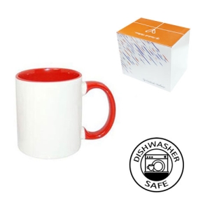 Sublimasyon Porselen Sapı ve İçi Kırmızı Kupa - Kutulu - 3