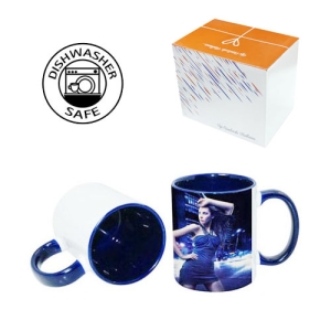 Sublimasyon Porselen Sapı ve İçi Lacivert Kupa - Kutulu - 3