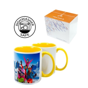 Sublimasyon Porselen Sapı ve İçi Sarı Kupa - Kutulu - 3