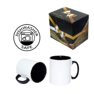 Sublimasyon Porselen Sapı ve İçi Siyah Kupa - Kutulu - 4