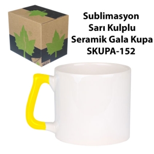 Sublimasyon Sarı Kulplu Seramik Gala Kupa - Kutulu - 3