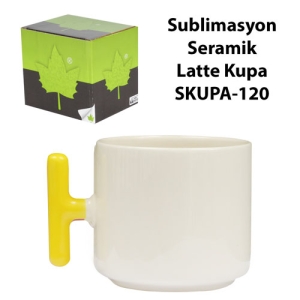 - Sublimasyon Sarı Kulplu Seramik Latte Kupa - Kutulu (1)  - Sublimasyon Sarı Kulplu Seramik Latte Kupa - Kutulu (1)