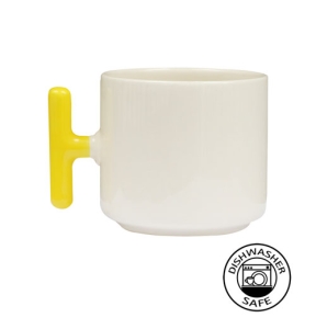 Sublimasyon Sarı Kulplu Seramik Latte Kupa - Kutulu - 3