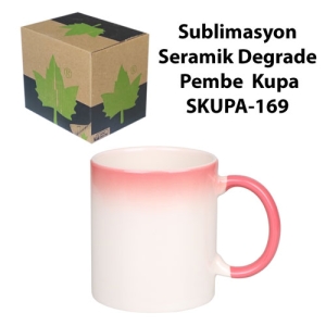 Sublimasyon Seramik Degrade Pembe Kupa - Kutulu - 3