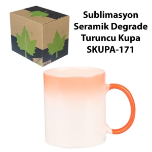 Sublimasyon Seramik Degrade Turuncu Kupa - Kutulu - 3