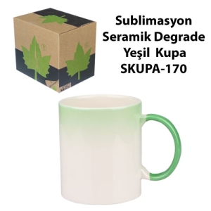 Sublimasyon Seramik Degrade Yeşil Kupa - Kutulu - 3