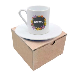 - Sublimasyon Seramik Kahve Fincanı - Kraft Kutulu  - Sublimasyon Seramik Kahve Fincanı - Kraft Kutulu