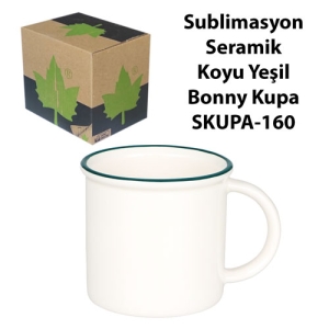Sublimasyon Seramik Koyu Yeşil Bonny Kupa - Kutulu  - 3